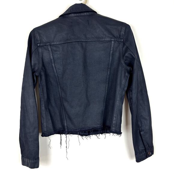 J Brand Slim Denim Jacket Medium Faith Dark Wash Coated Denim JB000897 - Picture 4 of 13